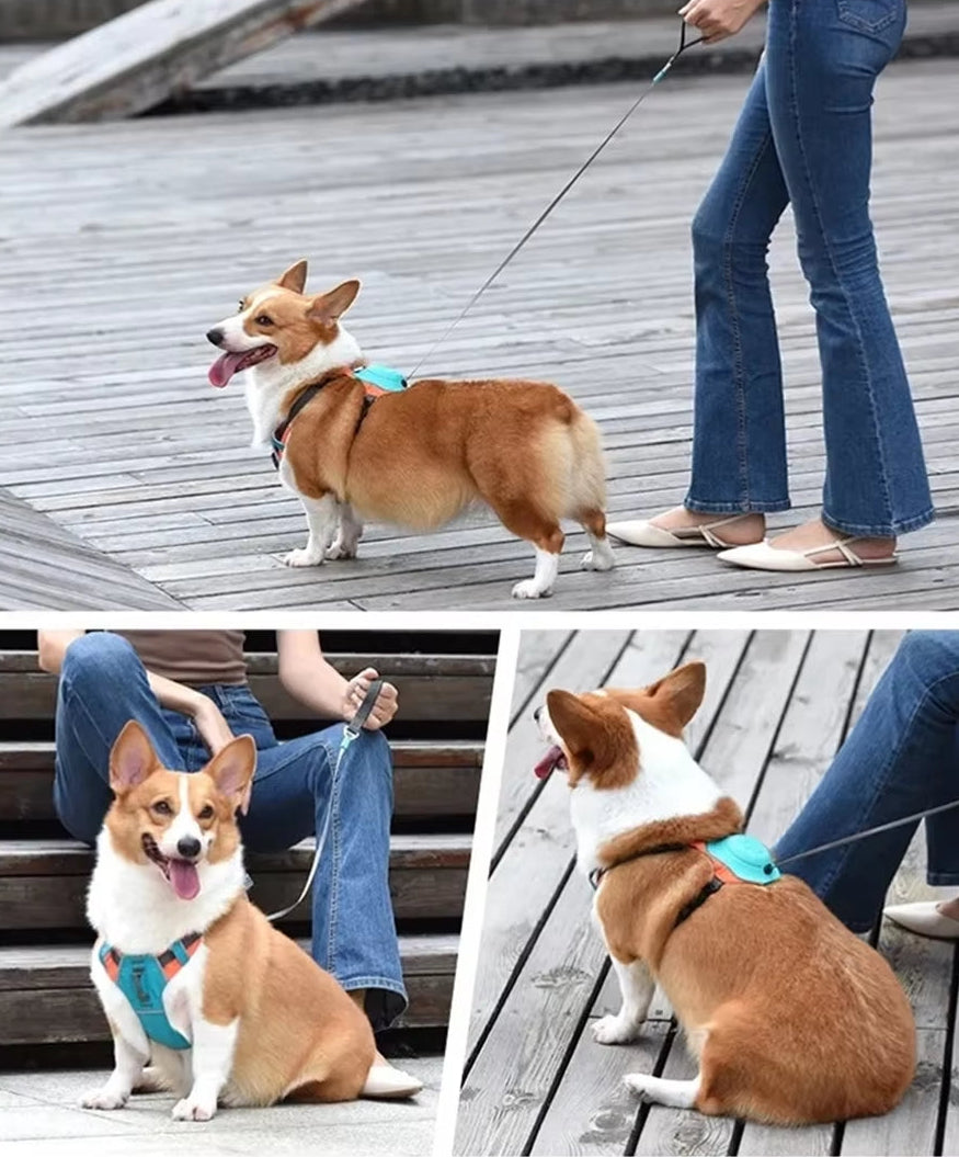 A59T 2-In-1 No Pull Dog Harness with Retractable Leash,Automatic anti Burst Impact Function,Adjustable Breathable Dog Vest,Xs/S