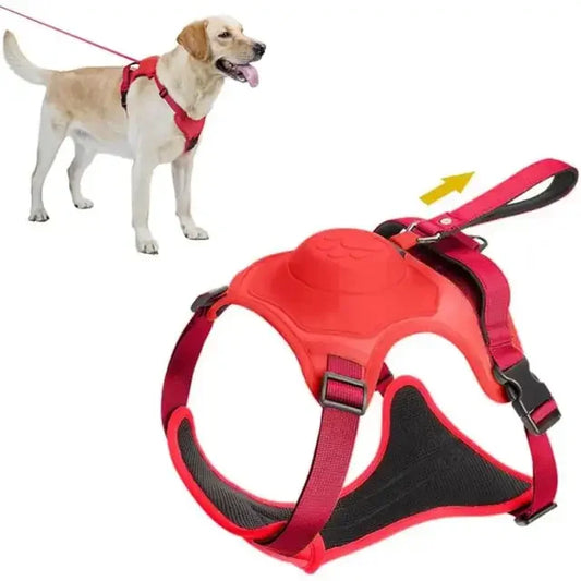 AMOBOX Dog Harness Soft Leash Retractable,Adjustable for Large Dogs Slip with Leash Handle,Comfortable with Integrated and Anti