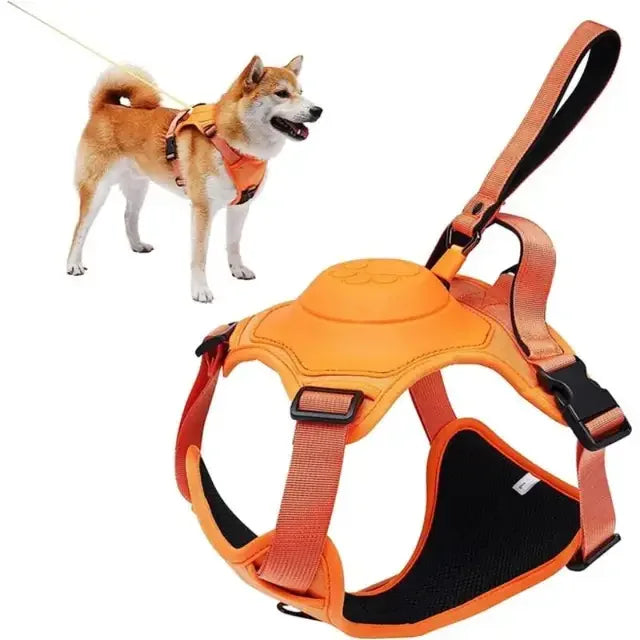 AMOBOX Dog Harness Soft Leash Retractable,Adjustable for Large Dogs Slip with Leash Handle,Comfortable with Integrated and Anti